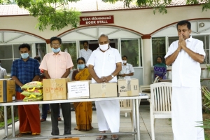 Provisions worth Rupees 2,50,000 distributed to employees of Aliyar Temple of Consciousness by Anbu Nagar Meditation Centre through A/N M. Chinnaswamy Sir.