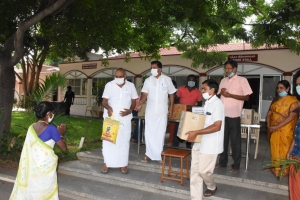Provisions worth Rupees 2,50,000 distributed to employees of Aliyar Temple of Consciousness by Anbu Nagar Meditation Centre through A/N M. Chinnaswamy Sir.