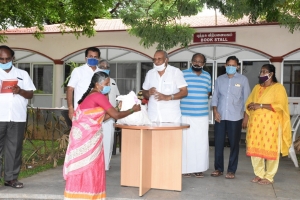 Distributed provisions worth Rupees 30,000 by A/N Chinnaswamy Sir on behalf of Tirunelveli Temple of Consciousness