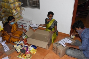 Provisions worth Rupees 2,50,000 distributed to employees of Aliyar Temple of Consciousness by Anbu Nagar Meditation Centre through A/N M. Chinnaswamy Sir.